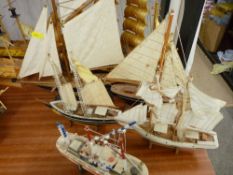 Model threemaster, yachts, fishing boats etc
