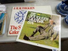 'The J R R Tolkien Calendar of 1974' and 'The J R R Tolkien Silmarillion Calendar of 1978' in a