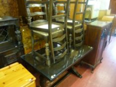 Priory oak draw leaf dining table and four chairs