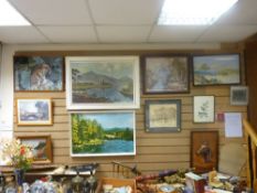 Good parcel of assorted paintings, prints, horse relief plaque etc