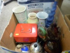 Box of planters, glass vases etc