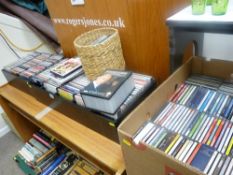 Large quantity in several boxes of CDs, various genres, quantity of DVDs etc