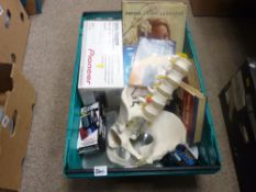 Crate of household items, books etc