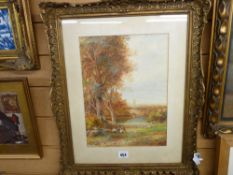 ALBERT POLLITT watercolour - Victorian countryside scene titled 'The Picnic', signed and dated 1910