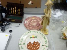 Two platters and an Austrian composition figure inscribed 'Edstellm'