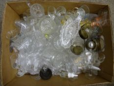 Box with large quantity of drinking and other glassware