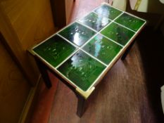 Small dark wood tiled top coffee table