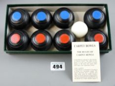 Boxed set of vintage carpet bowls