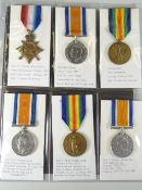 WWI PERIOD MEDALS comprising three British War medals, two Victory medals & a 1914-15 Star,