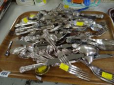 A tray of King's pattern cutlery