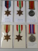 WWII PERIOD MEDALS comprising 1939-45 Star, two Italy Stars, Africa Star, Africa Service medal & war