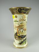 A Carltonware lustre vase of flared form decorated with an Oriental Satsuma-style scene