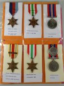 WWII PERIOD MEDALS comprising two trios awarded to C M Brighton Grenadier Guards & Private W C