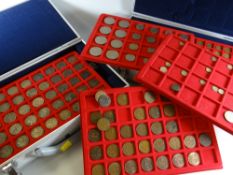 Two small metal suitcases containing large quantity of pre-decimal, many silver half crowns etc