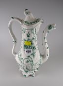 A Continental pottery green & white coffee pot