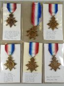 WWI PERIOD MEDALS comprising six 1914-15 Stars (with printed & written information cards) (6)