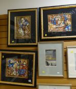 Three pictures by DORIT LEVY of musicians in stylized form (sold in aid of Marie Curie)