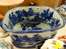 A modern reproduction blue decorated ice bucket