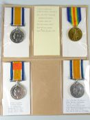 WWI PERIOD MEDALS comprising three British War medals & Victory medal including a pair engraved to