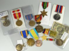 MIXED GROUP OF MEDALS, RIBBONS to include Pacific Star, WWII War medal, United States Air medal,