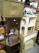 Parcel of furniture to include occasional table, loom basket, foot stool etc