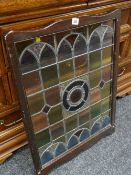 A leaded & coloured glass firescreen
