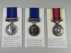 GEORGE VI & ELIZABETH II GENERAL SERVICE MEDALS with Malaya & Borneo clasps, engraved