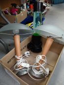 Pair of modern lamps together with a lava lamp