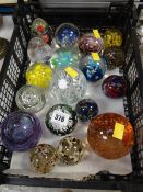 Collection of various coloured & patterned glass paperweights