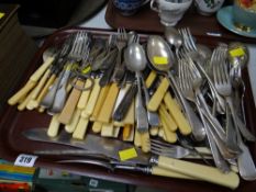 Tray of various flatware
