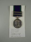 QUEEN ELIZABETH II CAMPAIGN SERVICE MEDAL having two clasps for South Arabia & Borneo, engraved to