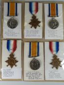 WWI PERIOD MEDALS comprising three British War medals & three 1914-15 Stars, engraved to different