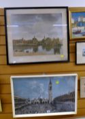 A print of St Mark's Square, Venice together with another continental print