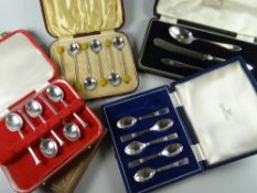 Various cased silver & silver plated spoons & cutlery etc