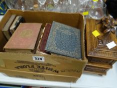 A small continental carved jewellery box in the form of a cabinet together with a small parcel of