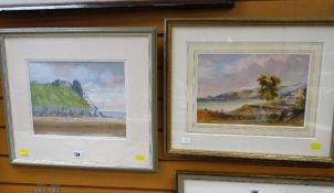 A watercolour believed to be of Swansea coastline together signed Philip Y. Davies with an engraving