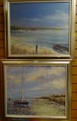A pair of oleographs of seaside scenes