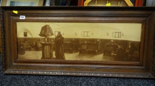 A sepia print in a monastery signed by H RANDOLPH ROSE