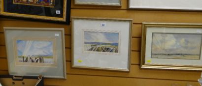 Three small coastal watercolours by R J LLOYD
