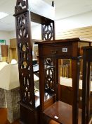 A modern polished wood single-drawer lamp table together with a floor standing narrow darkwood