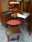 Parcel of furniture to include vintage child's desk, occasional tables etc