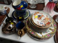 A large parcel of various china & glass including Wedgwood Jasperware, Ewenny taper stick, Rumney