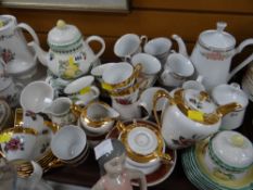 Tray of various patterned teaware including Villeroy & Boch 'French Garden' etc