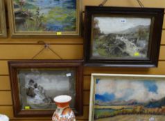 A pair of small oils on board by DAVID HEWIITT of mountain scenes