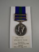 GEORGE VI GENERAL SERVICE MEDAL having two clasps Malaya & Palestine 1945-48, engraved to 2628705