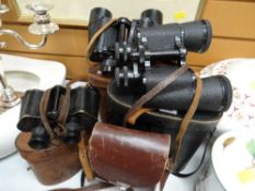 Parcel of five cased sets of binoculars including Carl Zeiss etc