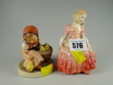 Royal Doulton figurine 'Rose' together with a Hummel figure