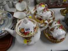 Royal Albert 'Old Country Roses' teaset including teapot, cake plate etc