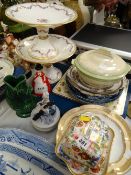 Parcel of various china including pair of comports, butter dish, place mats etc