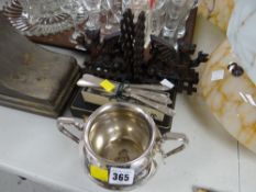 Parcel of Walker & Hall loose & cased spoons, butter knives, dragon bookend etc